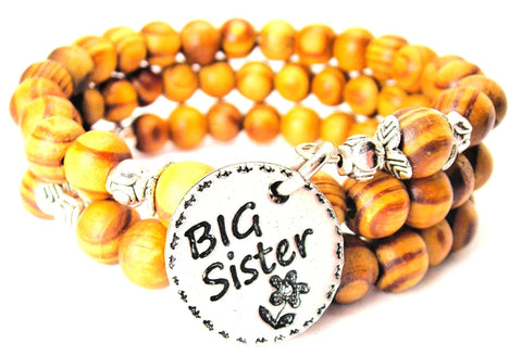 Big Sister Natural Wood Wrap Bracelet