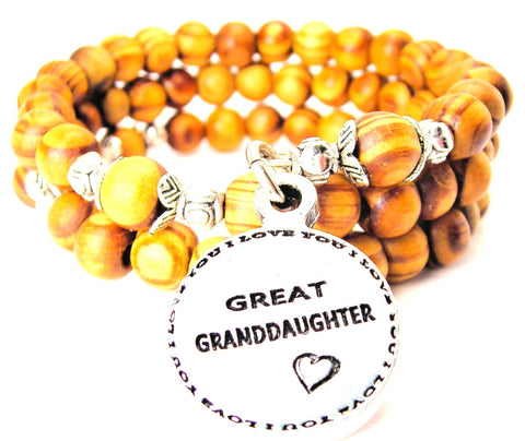 Great Granddaughter Natural Wood Wrap Bracelet