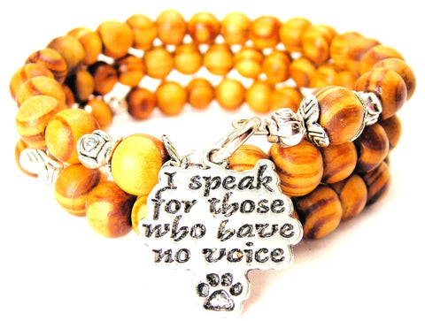 I Speak For Those Who Have No Voice Natural Wood Wrap Bracelet