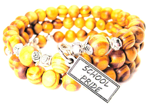 School Pride Natural Wood Wrap Bracelet