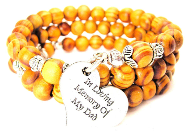 In Loving Memory Of My Dad Natural Wood Wrap Bracelet