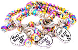 3 Piece Set Multi Crystal Little, Big, And Middle Sister Gift Set Splash Of Color Crystal Bracelets