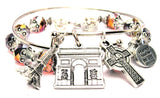 France Themed Eiffel Tower Arc De Triomphe Detailed Fleur De Lis Cross 2 Piece Collection