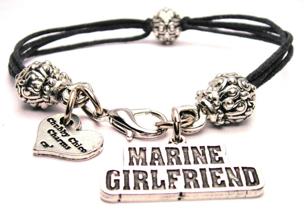 Marine Girlfriend Beaded Black Cord Bracelet