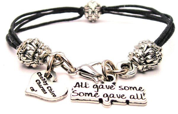 All Gave Some And Some Gave All Beaded Black Cord Bracelet