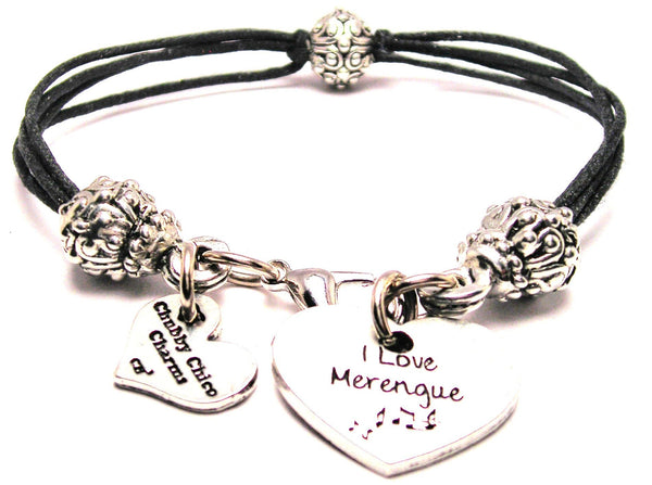 I Love Merengue Beaded Black Cord Bracelet