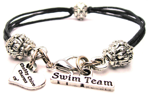 Swim Team Beaded Black Cord Bracelet