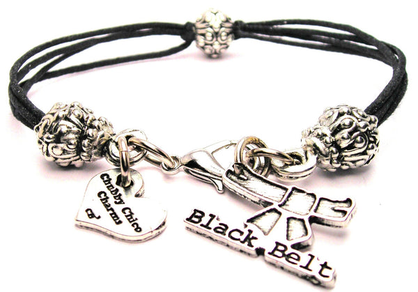 Black Belt Beaded Black Cord Bracelet