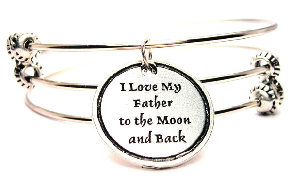 I Love My Father To The Moon And Back Triple Style Expandable Bangle Bracelet