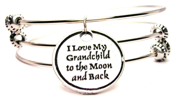 I Love My Grandchild To The Moon And Back Triple Style Expandable Bangle Bracelet