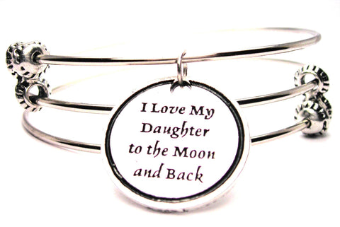 I Love My Daughter To The Moon And Back Triple Style Expandable Bangle Bracelet