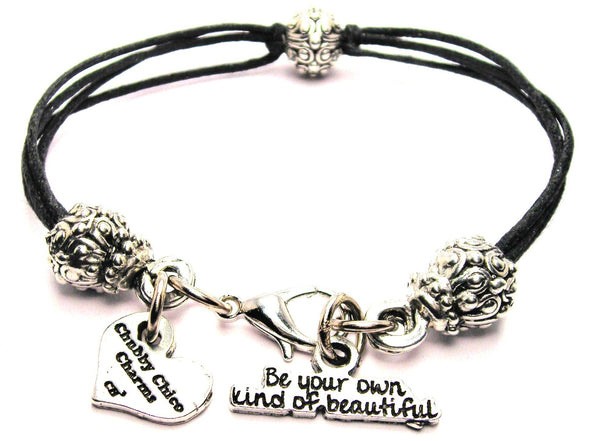 Be Your Own Kind Of Beautiful Beaded Black Cord Bracelet