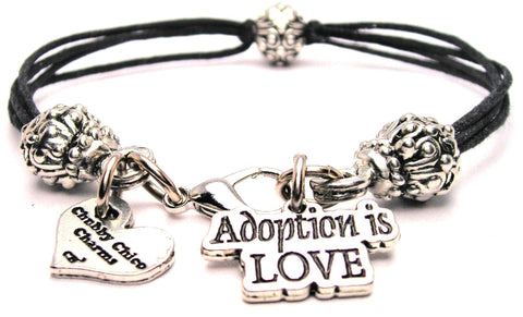 Adoption Is Love Beaded Black Cord Bracelet