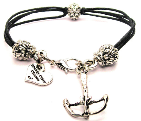 Crossbow Beaded Black Cord Bracelet