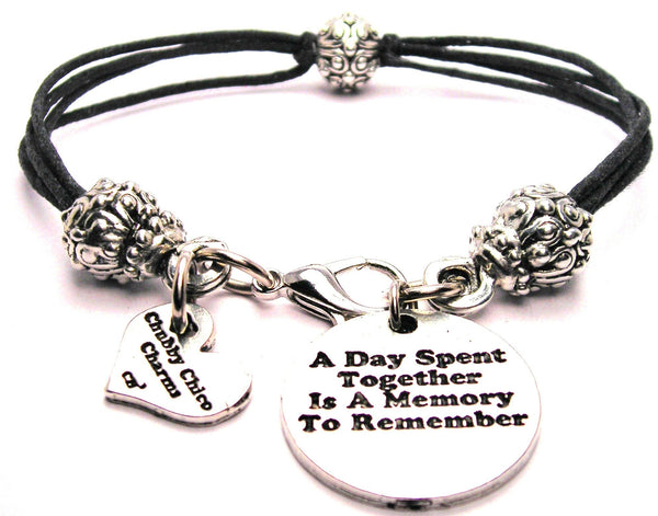 A Day Spent Together Is A Memory To Remember Beaded Black Cord Bracelet