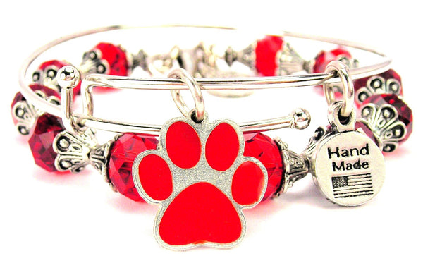 Hand Painted Paw Print Red 2 Piece Collection