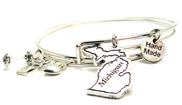 Michigan bracelet, Michigan bangles, Michigan jewelry, state of Michigan bracelet, Michigan state bracelet