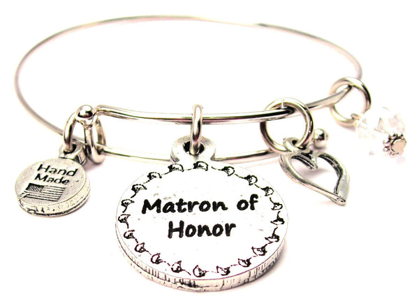 Matron Of Honor Circle Expandable Bangle Bracelet