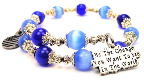 Be The Change You Want To See In The World Cat's Eye Beaded Wrap Bracelet