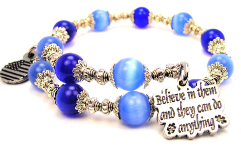 Believe In Them And They Can Do Anything Cat's Eye Beaded Wrap Bracelet