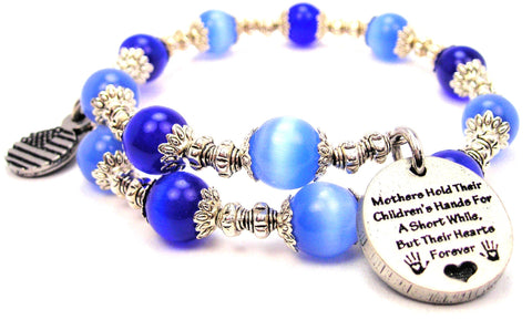 Mother's Hold Their Children's Hand For A Short While Cat's Eye Beaded Wrap Bracelet