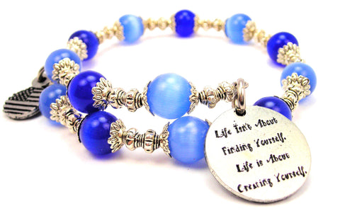 Life Isn't About Finding Yourself Cat's Eye Beaded Wrap Bracelet