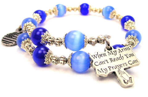 When My Arms Can't Reach You My Prayers Can Cat's Eye Beaded Wrap Bracelet