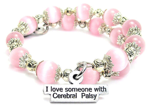 I Love Someone With Cerebral Palsy Cat's Eye Beaded Wrap Bracelet