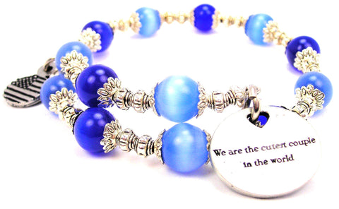 We Are The Cutest Couple In The World Cat's Eye Beaded Wrap Bracelet