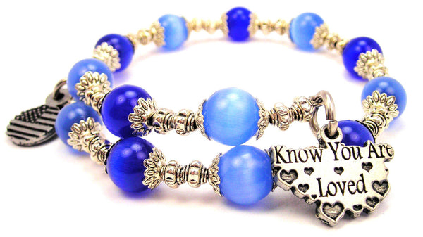 Know You Are Loved Cat's Eye Beaded Wrap Bracelet