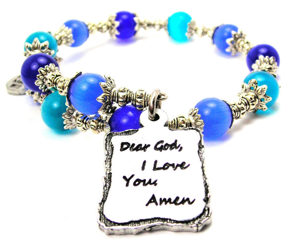 Dear God, I Love You, Amen Cat's Eye Beaded Wrap Bracelet