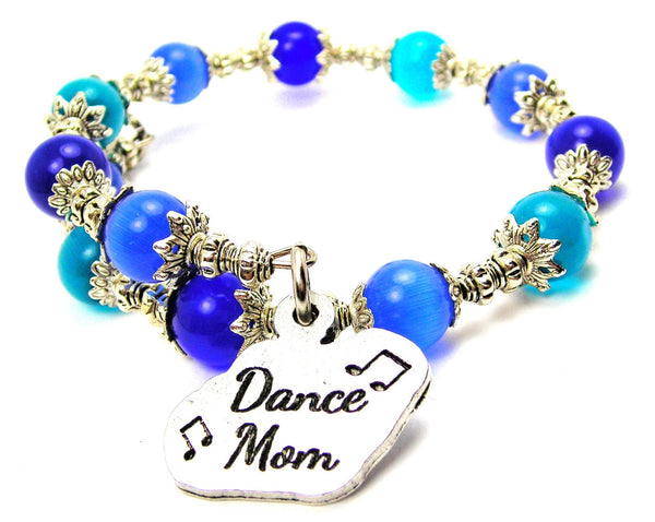 Dance Mom With Music Notes Cat's Eye Beaded Wrap Bracelet