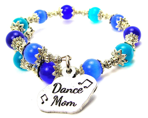 Dance Mom With Music Notes Cat's Eye Beaded Wrap Bracelet