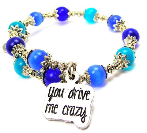 You Drive Me Crazy Cat's Eye Beaded Wrap Bracelet