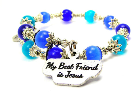 My Best Friend Is Jesus Cat's Eye Beaded Wrap Bracelet