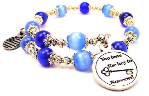 You Have The Key To Success Cat's Eye Beaded Wrap Bracelet