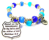 Blessed Are The Peacemakers For They Shall Be Called The Children Of God Matthew 5:9 Cat's Eye Beaded Wrap Bracelet