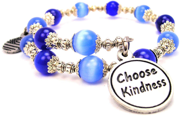 Choose Kindness Cat's Eye Beaded Wrap Bracelet