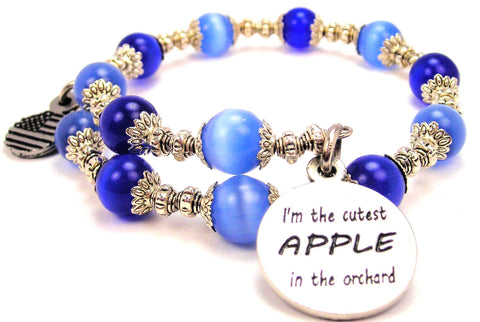 I'm The Cutest Apple In The Orchard Cat's Eye Beaded Wrap Bracelet