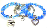 Volunteers Are Unpaid Because They Are Priceless 3 Piece Wrap Bracelet Set Cats Eye Glass And Pewter