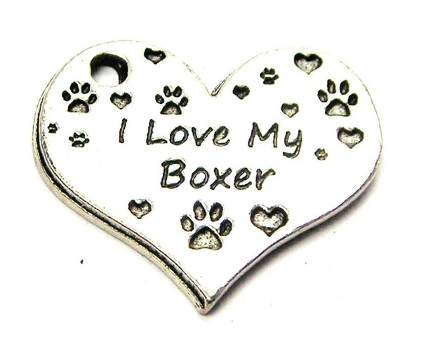 I Love My Boxer Heart Genuine American Pewter Charm