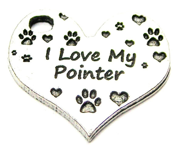 I Love My Pointer Heart Genuine American Pewter Charm