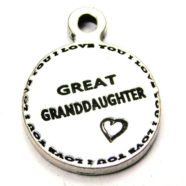 Great Granddaughter Circle With Heart Genuine American Pewter Charm