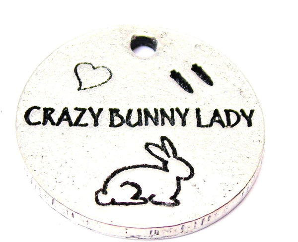 Crazy Bunny Lady Genuine American Pewter Charm
