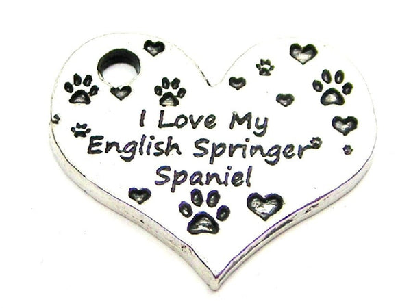 I Love My English Springer Spaniel Heart Genuine American Pewter Charm