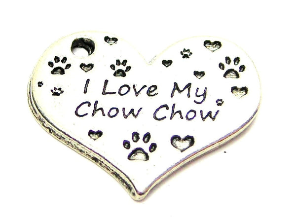 I Love My Chow Chow Heart Genuine American Pewter Charm