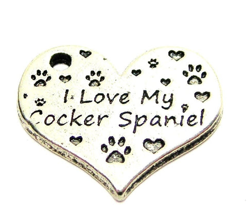 I Love My Cocker Spaniel Heart Genuine American Pewter Charm