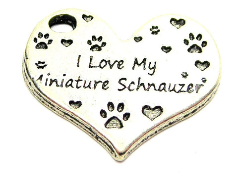I Love My Miniature Schnauzer Heart Genuine American Pewter Charm