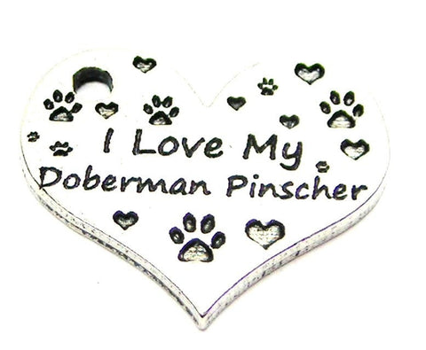 I Love My Doberman Pinscher Heart Genuine American Pewter Charm