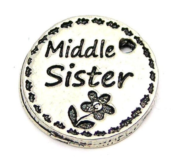 Middle Sister Circle Genuine American Pewter Charm
